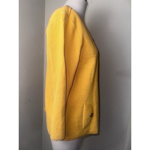 AMBER SUN GOLD YELLOW SWEATER BLAZER JACKET KNIT CAREER BUSINESS Sz Med - Picture 7 of 8